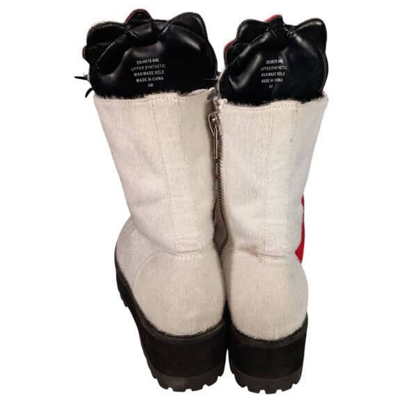 Dolls Kill Boots 6 Womens White Hello Kitty Synthetic Combat Round Toe Low Solid - Picture 3 of 8